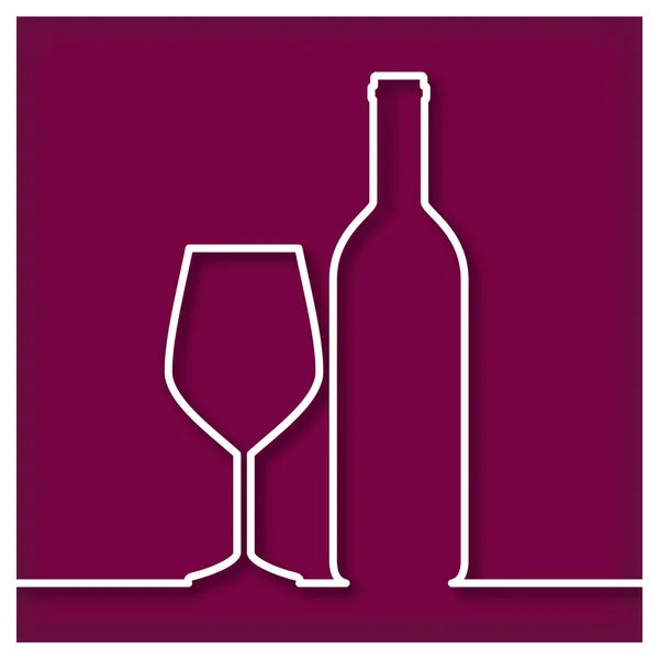 Bouteille de vin rouge et icône de verre — Image vectorielle