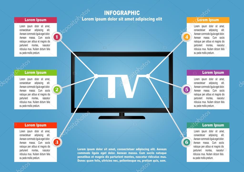 Infographic with TV and 6 options
