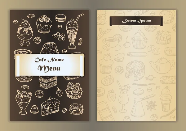 Cafe menü ile elle çizilmiş doodle öğeleri