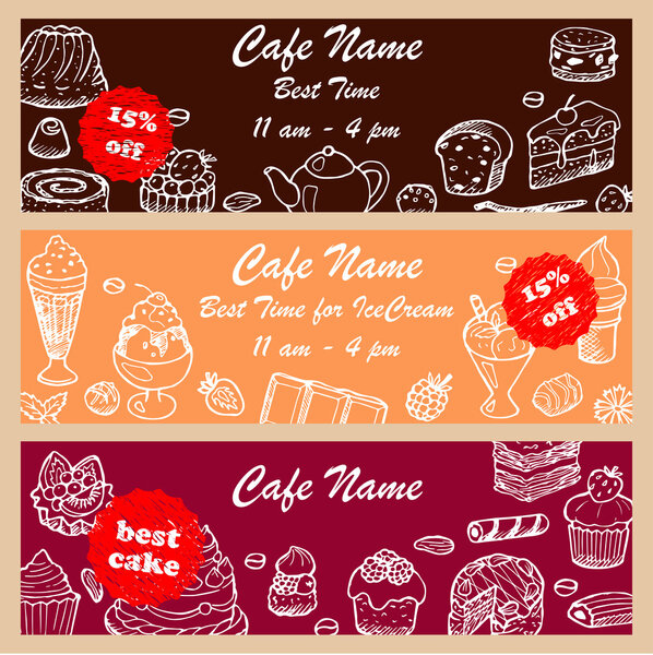 Set discount fliers for cafe and restaurants