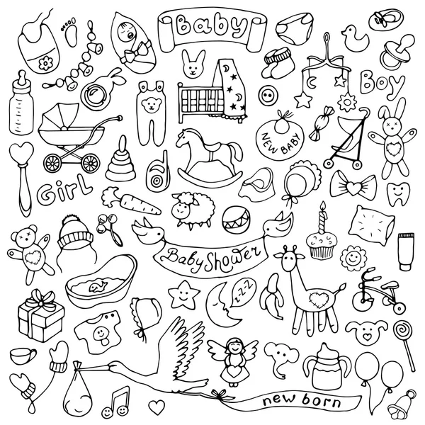 Baby mano disegnato doodle set — Vettoriale Stock