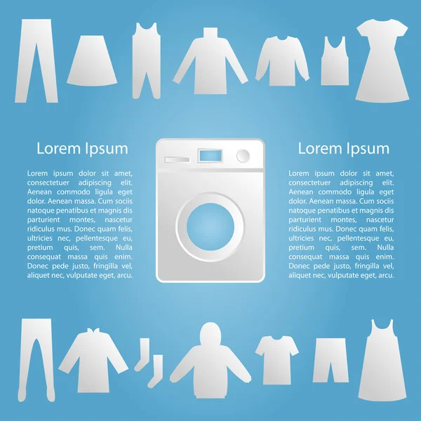 Máquina de lavar roupa com modelo de roupa — Vetor de Stock