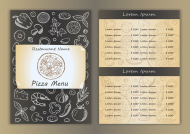 Restoran Menü ile elle çizilmiş doodle öğeleri