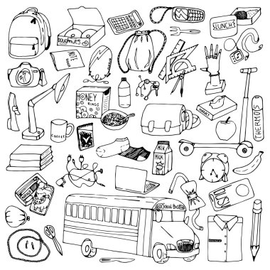 elle çizilmiş okul doodles