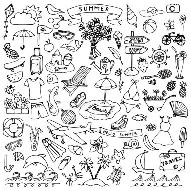 Yaz elle çizilmiş seti