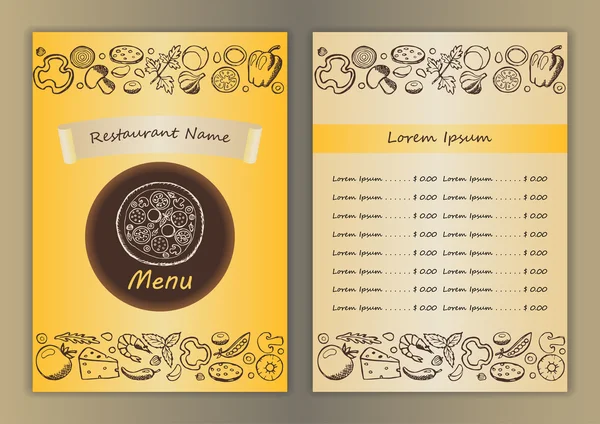 Restaurant menu with hand drawn doodle elements — Stock Vector