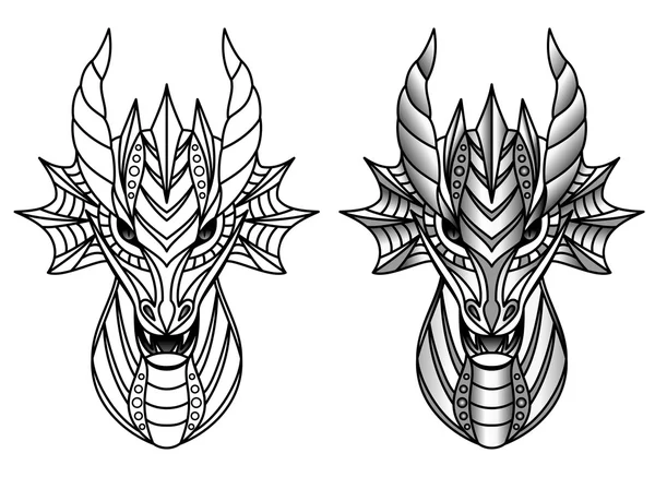 Blanco y Negro Dragones conjunto — Archivo Imágenes Vectoriales