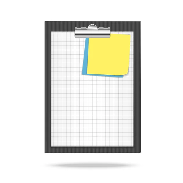 Klembord, blad van gekwadrateerde papier en Opmerking papers — Stockvector