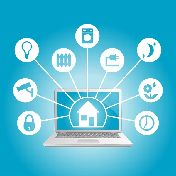 Smart Home in laptop — Stock Vector
