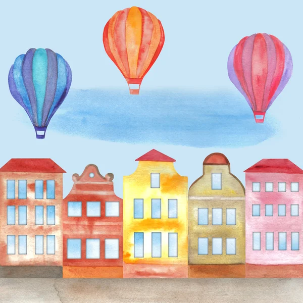 Stadtfest mit Luftballons — Stockfoto