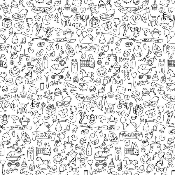 Seamless hand drawn doodle baby pattern