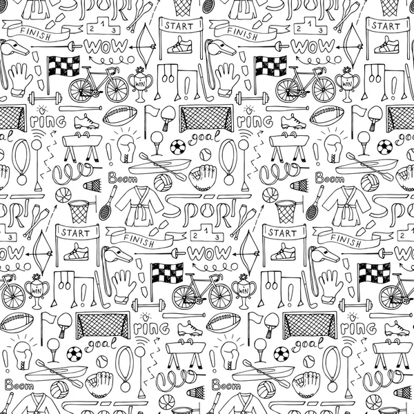 Sport hand drawn seamless pattern — Stock Vector