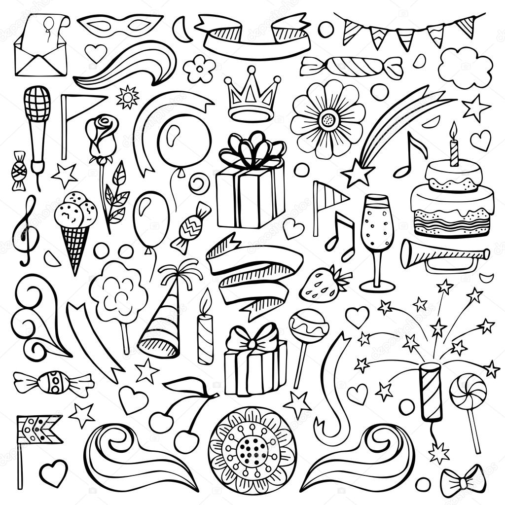 Happy Birthday Hand Drawn Set Vector Image By C Kronalux Vector Stock