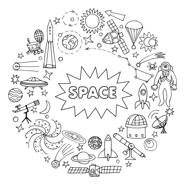 Doodle space elemek — Stock Vector