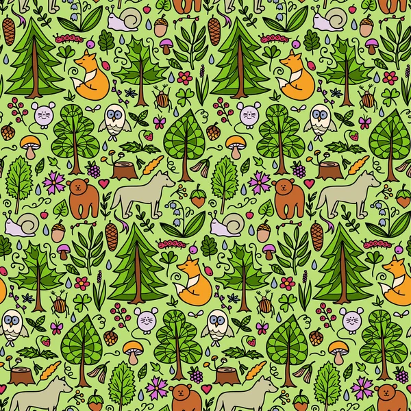 Stock vector Forest color seamless pattern