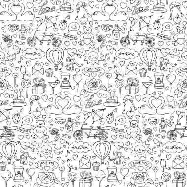 Aşk seamless modeli el çekilmiş