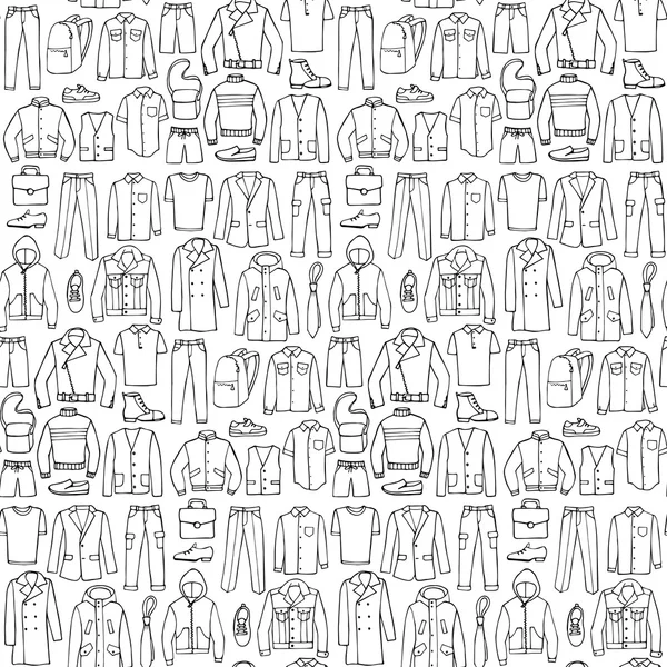 Doodle varrat nélküli mintát a férfi ruhák — Stock Vector