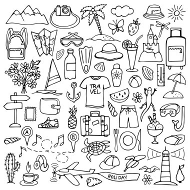 Elle çizilmiş seyahat seti