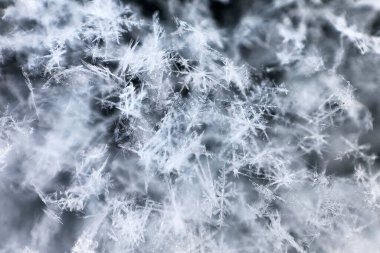 Kar tanelerinin makrofotografı, doğal arka plan, doğadaki güzellik, donmuş desen