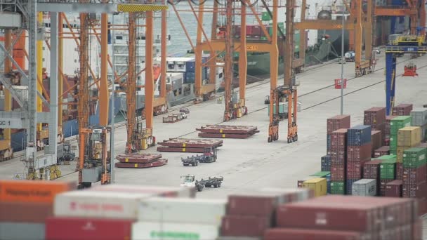Vista superior do porto de carga — Vídeo de Stock