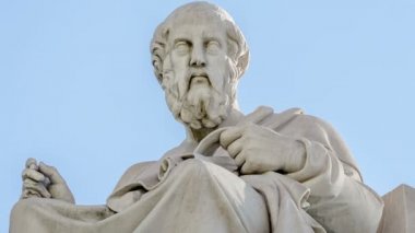 Antik Yunan filozofu Platon closeup mermer heykeli 