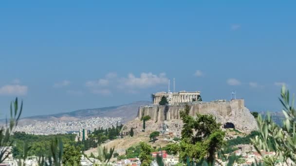 Vista de la antigua Acrópolis en Grecia Time Lapse — Vídeo de stock