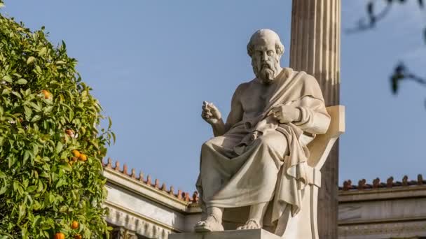 Statue of the great ancient Greek scholar Plato Time Lapse — Stock Video