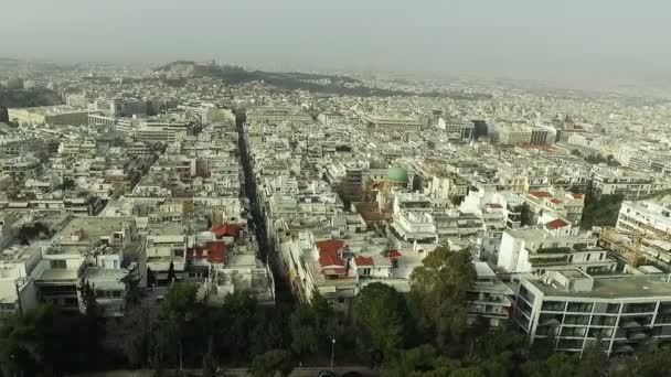Анотація політ над видом на Афіни — стокове відео