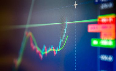 Borsada aylık altın gelişiminin yakın plan çekimi.