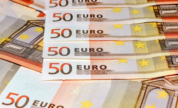 Банкноты евро, крупный план — стоковое фото