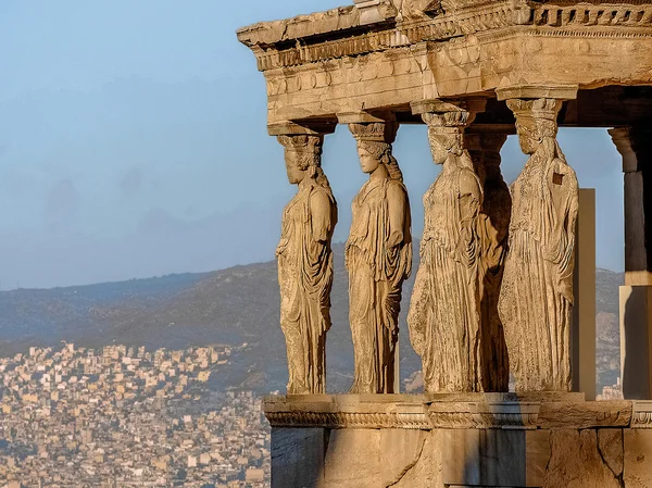 Cariátides, Acrópolis de Atenas — Foto de Stock