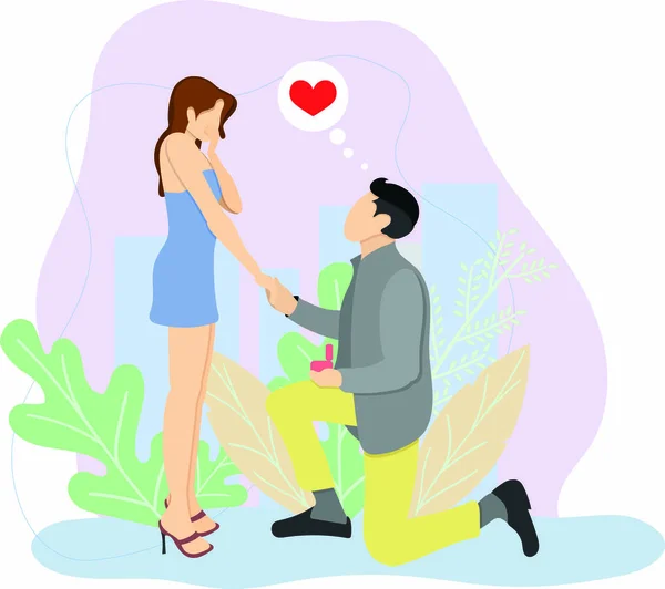Proposition Homme Aime Femme Gars Fait Une Offre Fille Demande — Image vectorielle