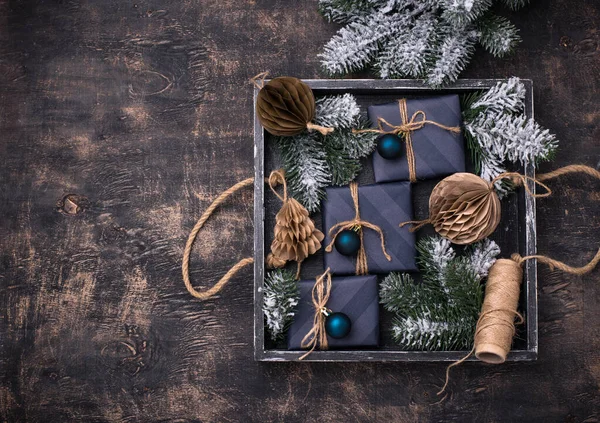 Composición de Navidad con cajas de regalo — Foto de Stock