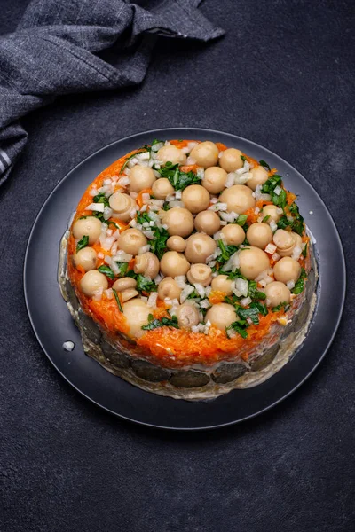 Festive laired salad Mushroom Glade — Stock Photo, Image