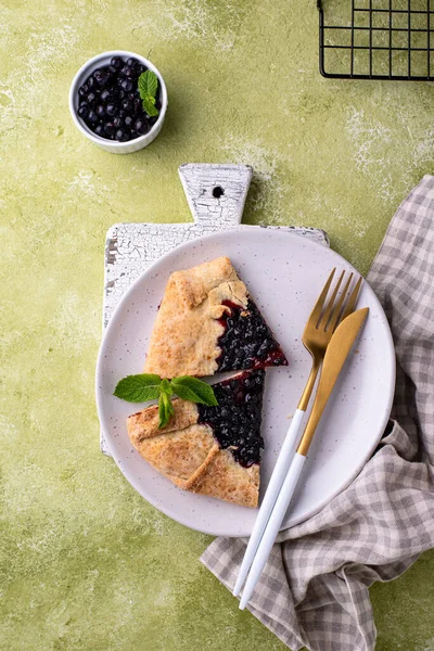 Sweet homemade galette pie with blueberry — Stock Photo, Image