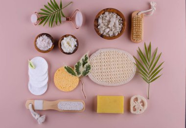 Yeniden kullanılabilir cilt aksesuarları. Sıfır atık sürdürülebilir yaşam tarzı kavramı