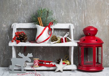 Ahşap raf Noel öğeleri