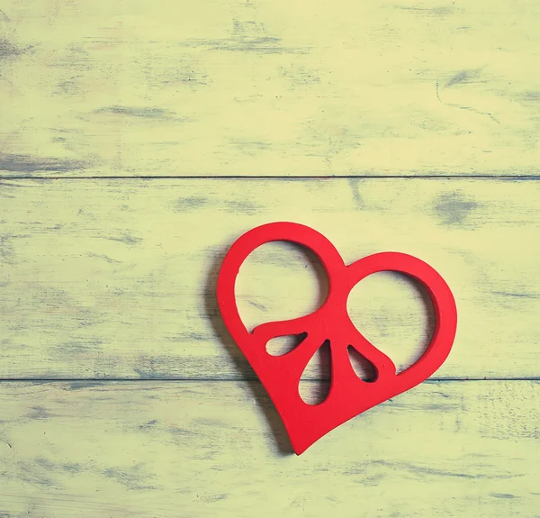 Valentines background with wooden heart — Stock Photo, Image