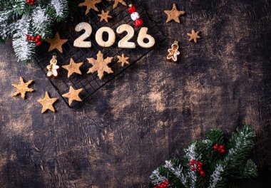 Yeni Yıl Kurabiyeleri 2026 numara şeklinde.