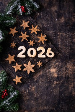 Yeni Yıl Kurabiyeleri 2026 numara şeklinde.