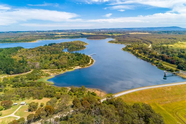 Devilbend Reservoir Lake - aerial view. Mornington Peninsula, Victoria, Australia