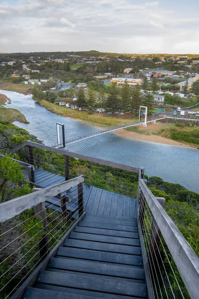 Port Campbell Creek Pedestrian Bridge Wooden Stairs Victoria Australia — Stock Photo, Image