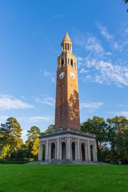 Chapel Hill, NC / USA - October 23, 2020: Bell tower on UNC Campus clipart