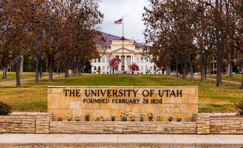 Salt Lake City, UT / USA - November 6, 2020: The University of Utah entrance sign