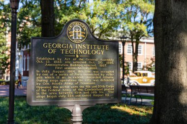 Atlanta, GA / ABD - 30 Ekim 2020: 1885 yılında Georgia Teknoloji Enstitüsü 'nün kurulması için imza