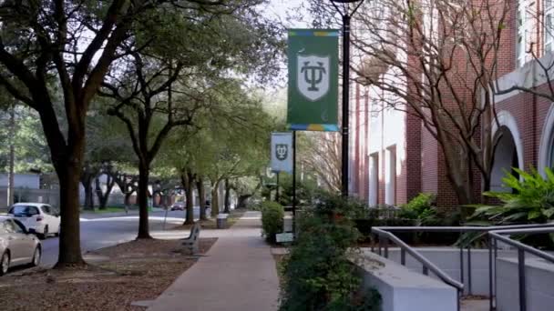 New Orleans Janeiro 2021 Logotipo Tulane University Banners Campus — Vídeo de Stock