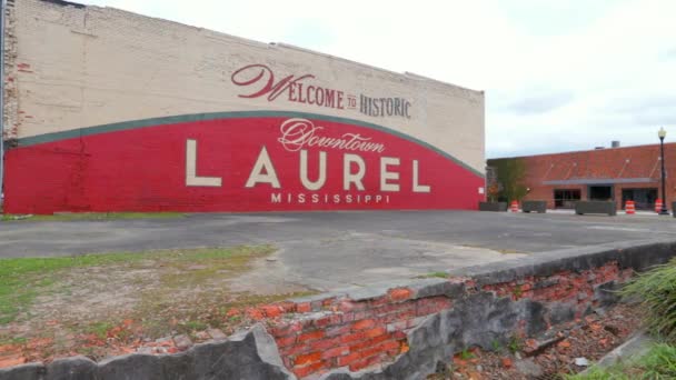 Welkom Laurel Muurschildering Het Historische Centrum Van Laurel Mississippi — Stockvideo