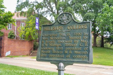 Jackson, MS-3 Mayıs 2021: Millsaps Koleji, Jackson, Mississippi 'de bulunan özel bir sosyal bilimler üniversitesi. Millaps 1890 'da kuruldu ve Birleşik Metodist Kilisesi' ne bağlı..