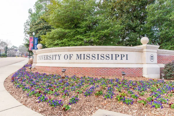 Oxford Universidad Mississippi Firma Entrada Del Campus Oxford — Foto de Stock