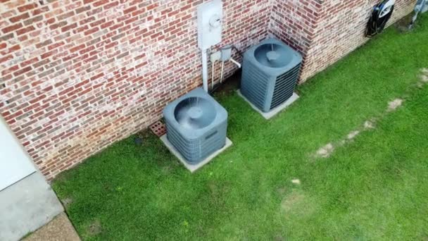 Two Hvac Air Conditioner Compressors Next Home — Stock Video